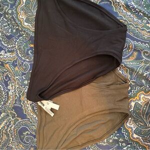 PINK Victoria's Secret Black and Olive Bikini Panty Set